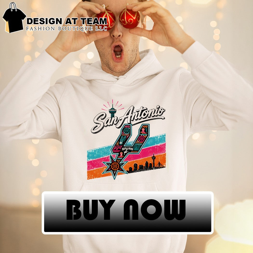 San Antonio Spurs basketball team apparel with city skyline vintage shirt