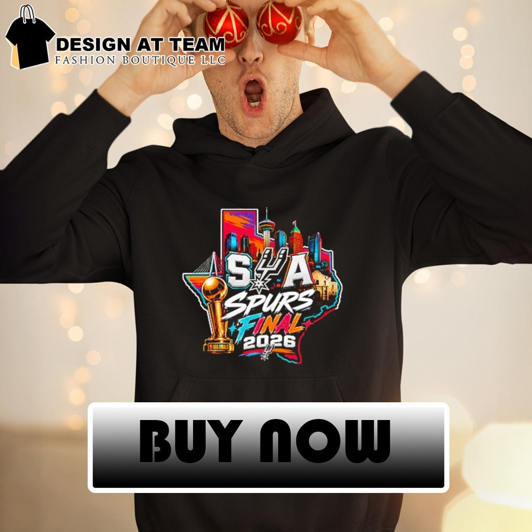 San Antonio Spurs basketball trophy Texas skyline logo SA Spurs Final 2026 shirt