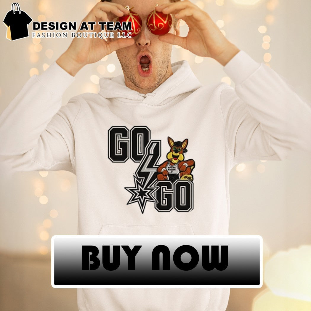 San Antonio Spurs coyote mascot go go text for a fan shirt