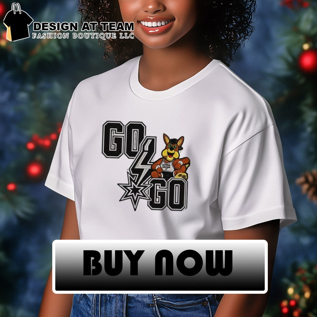 San Antonio Spurs coyote mascot go go text for a fan shirt