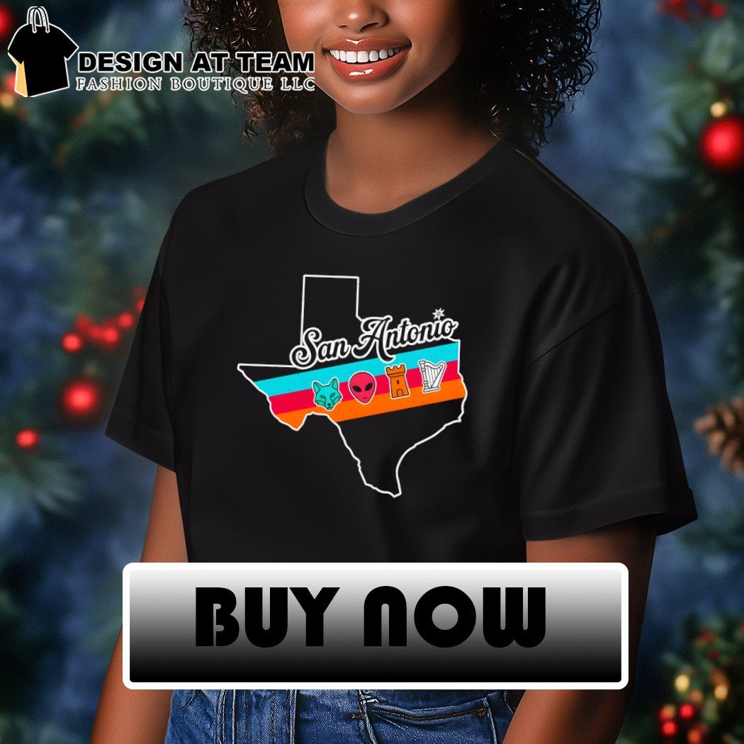 San Antonio Texas Map Fox Alien Castle Harper shirt