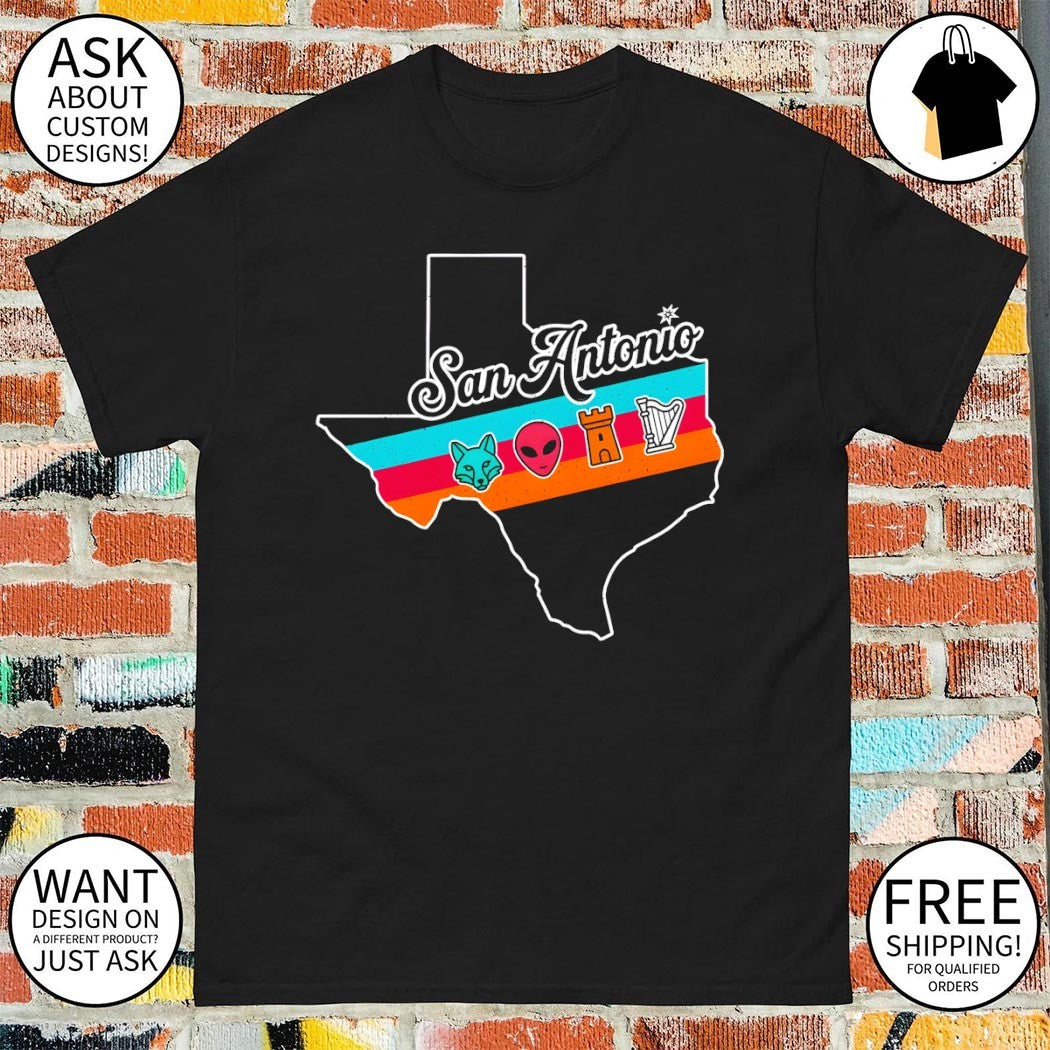 San Antonio Texas Map Fox Alien Castle Harper shirt