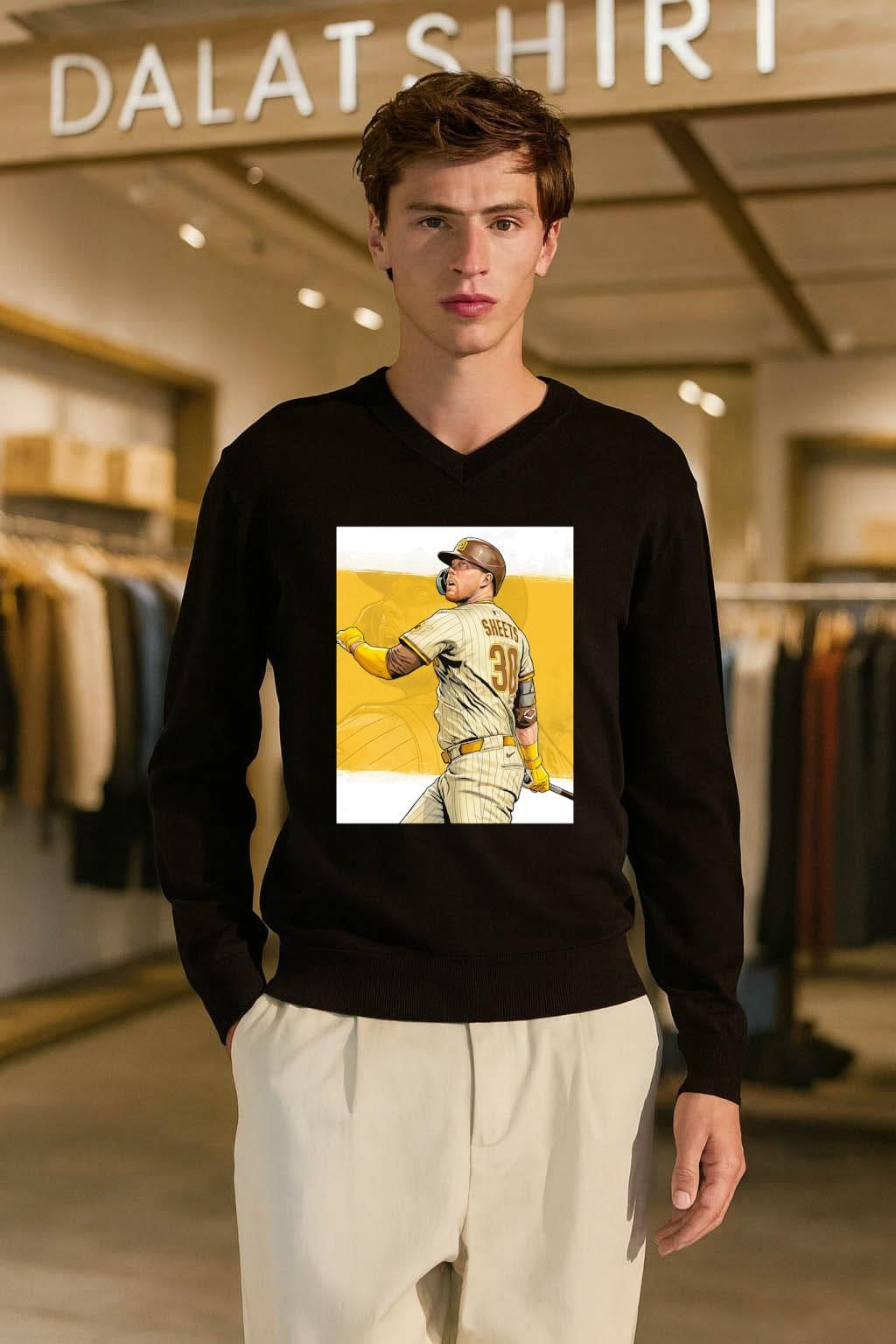 San Diego Padres Sheets 30 Baseball Player Hitting Graphic shirt
