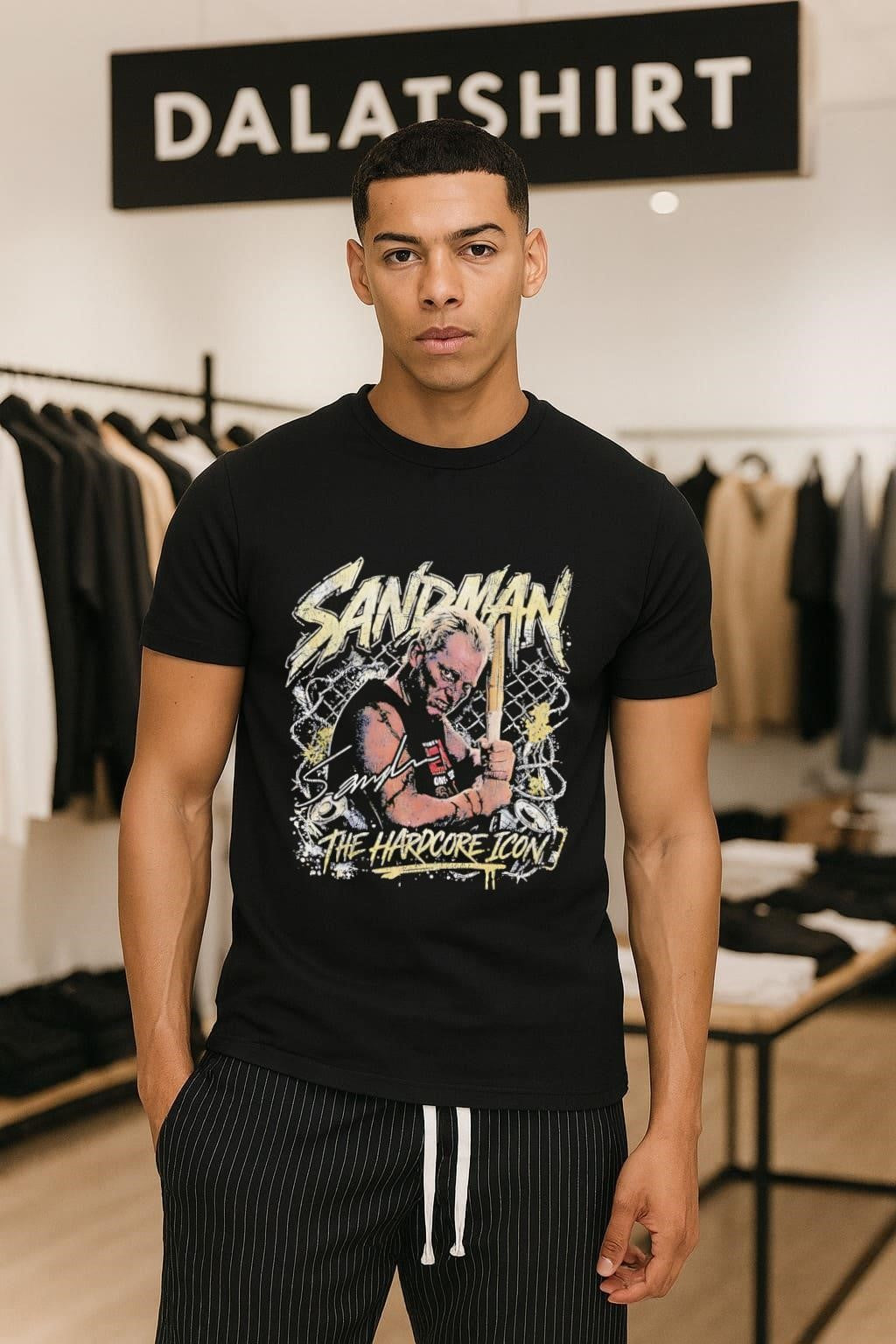 Sandman The Hardcore Icon Pro Wrestler Graphic retro shirt