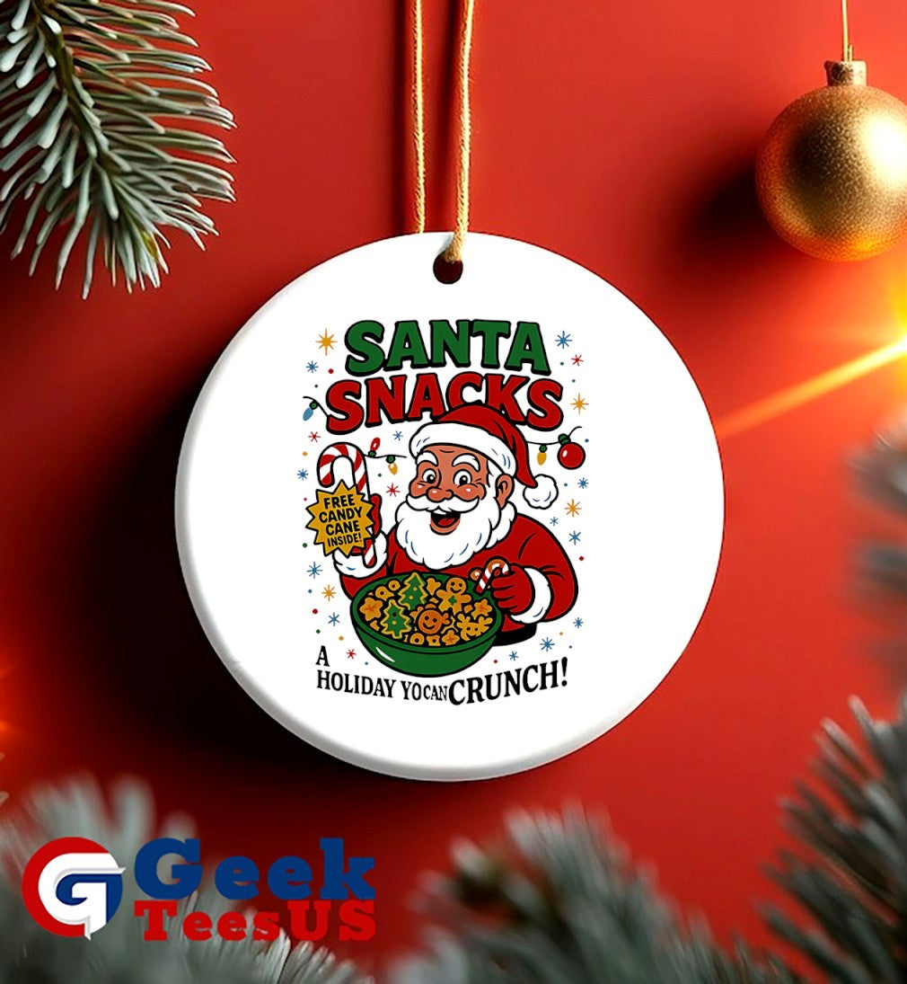 Santa Claus Santa Snacks a Holiday you can crunch ugly Christmas shirt