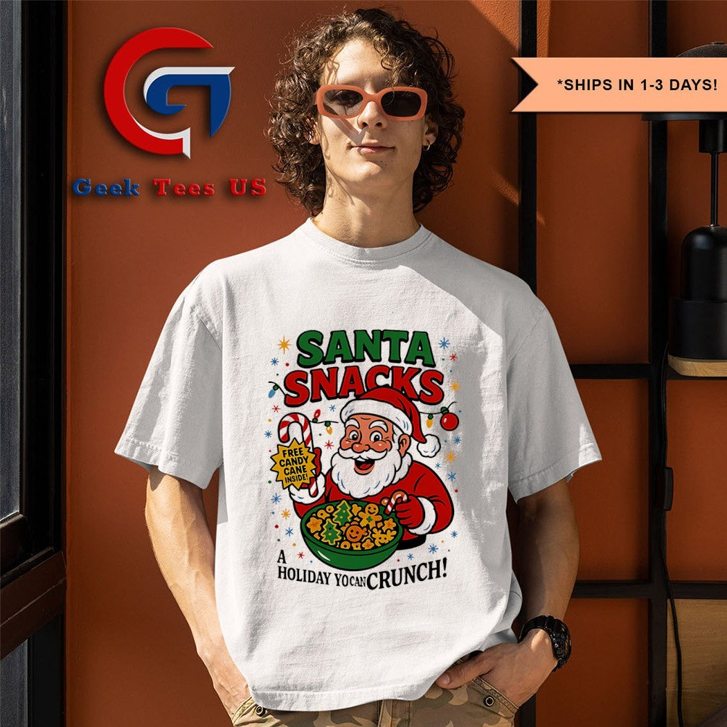 Santa Claus Santa Snacks a Holiday you can crunch ugly Christmas shirt