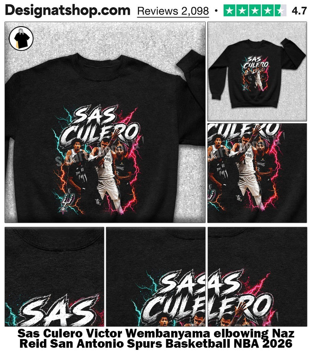 Sas Culero Victor Wembanyama elbowing Naz Reid San Antonio Spurs Basketball NBA 2026 shirt