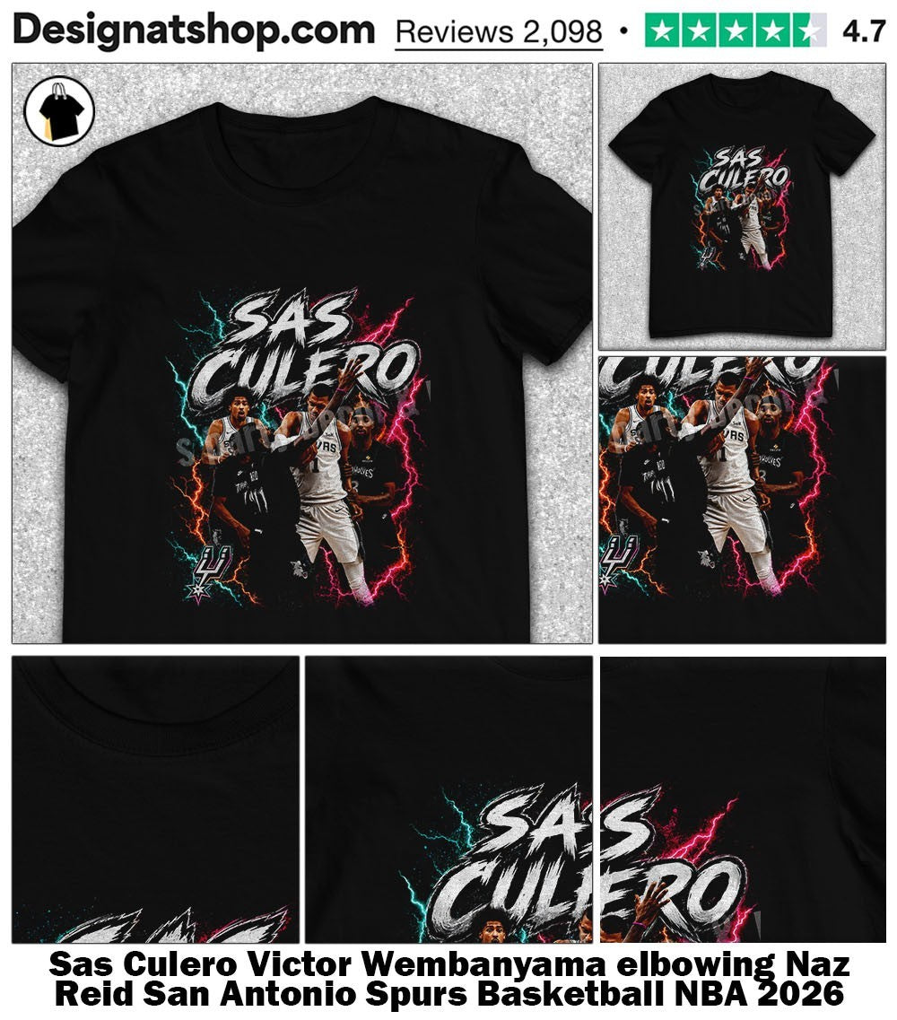 Sas Culero Victor Wembanyama elbowing Naz Reid San Antonio Spurs Basketball NBA 2026 shirt