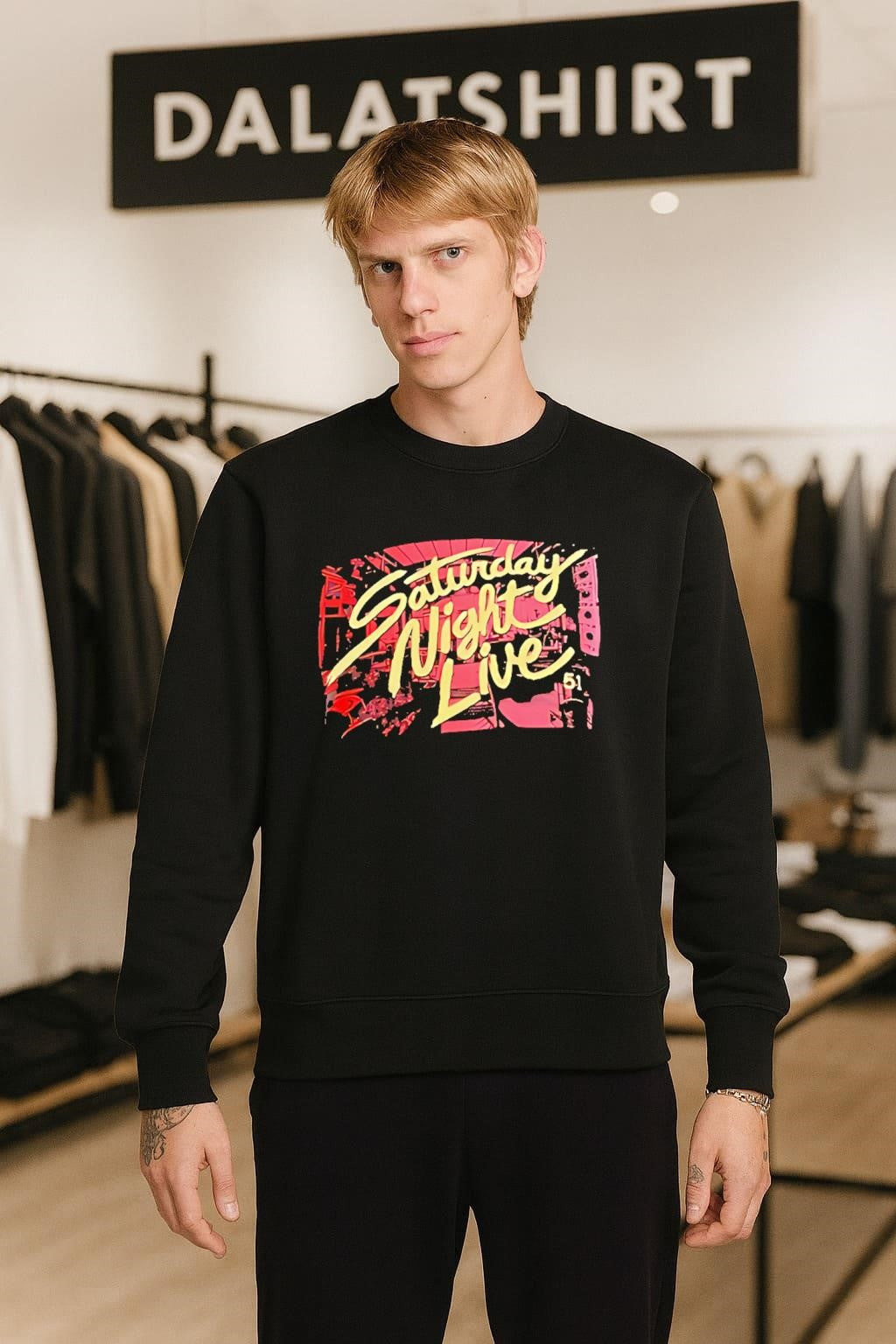 Saturday Night Live Studio Stage Pink Retro Script Logo shirt