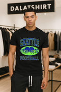 Seattle 1976 Football Vintage Distressed Double Helmet Oval shirt