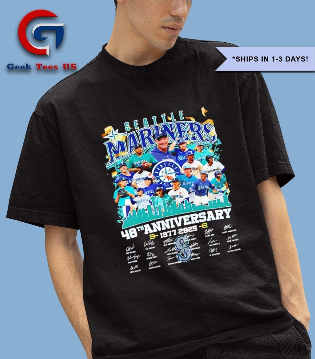 Seattle Mariners baseball 48th Anniversary 1977-2025 Team signature shirt