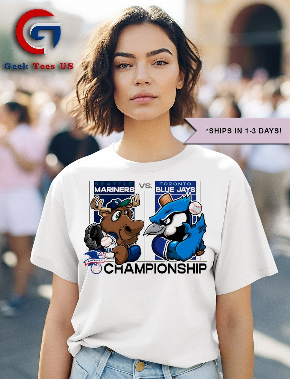 Seattle Mariners vs Toronto Blue Jays 2025 American League Championship mascot shirt