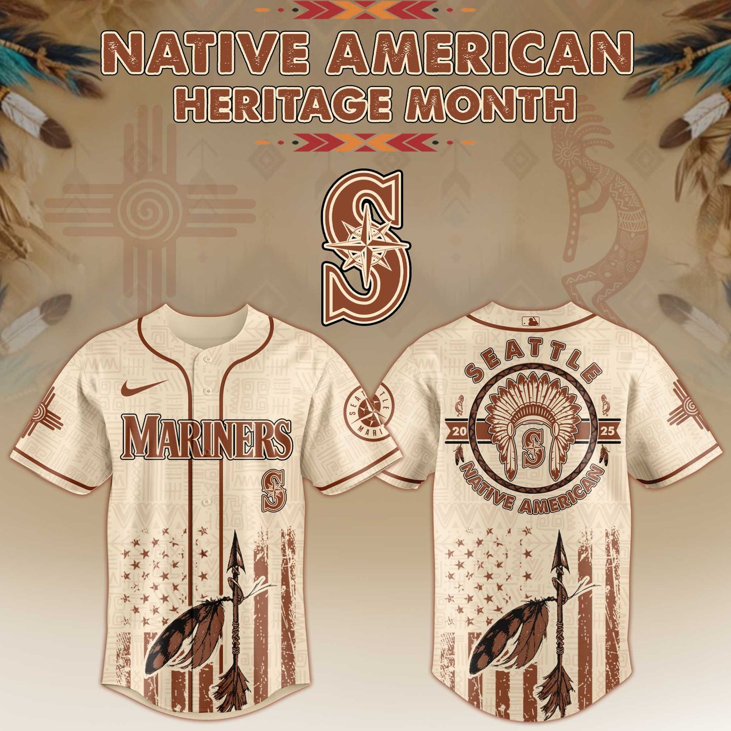 Seattle Mariners Native American Heritage Month Jersey 2025