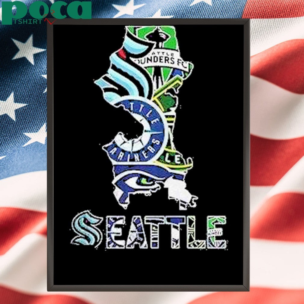 Seattle Sports Team Map Logo Shirt