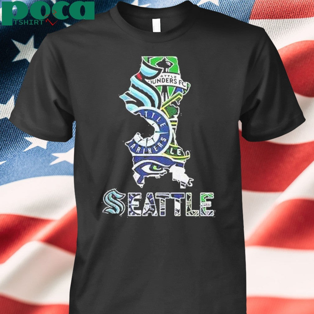 Seattle Sports Team Map Logo Shirt