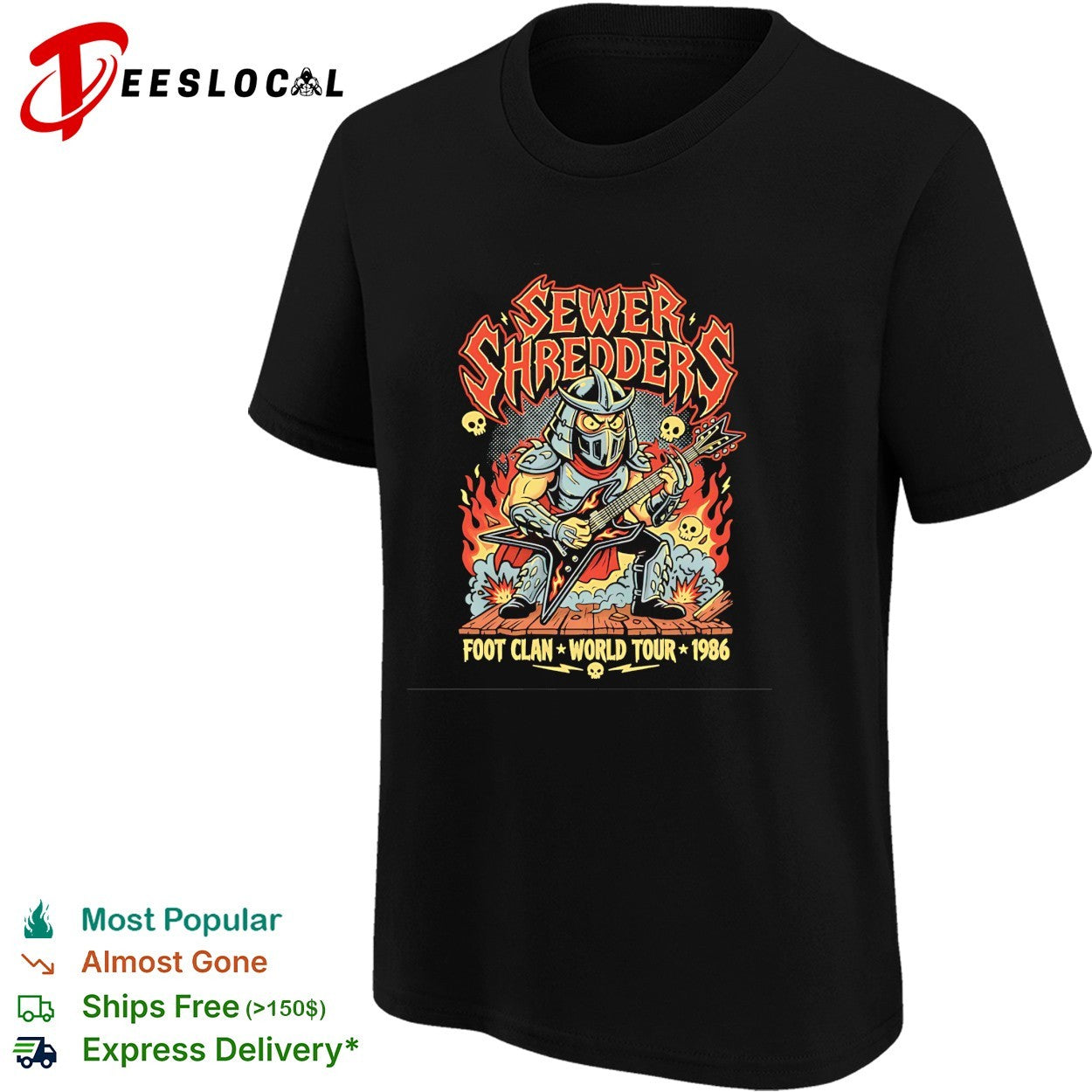 Sewer Shredders Heavy Metal Villain Foot Clan World Tour 1986 shirt