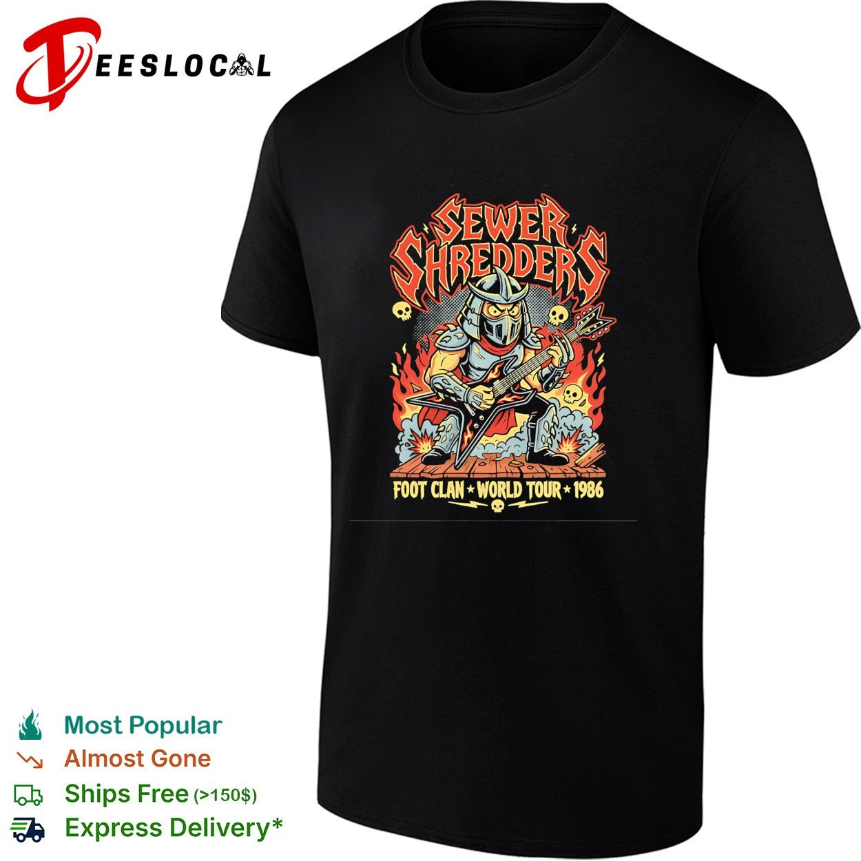 Sewer Shredders Heavy Metal Villain Foot Clan World Tour 1986 shirt