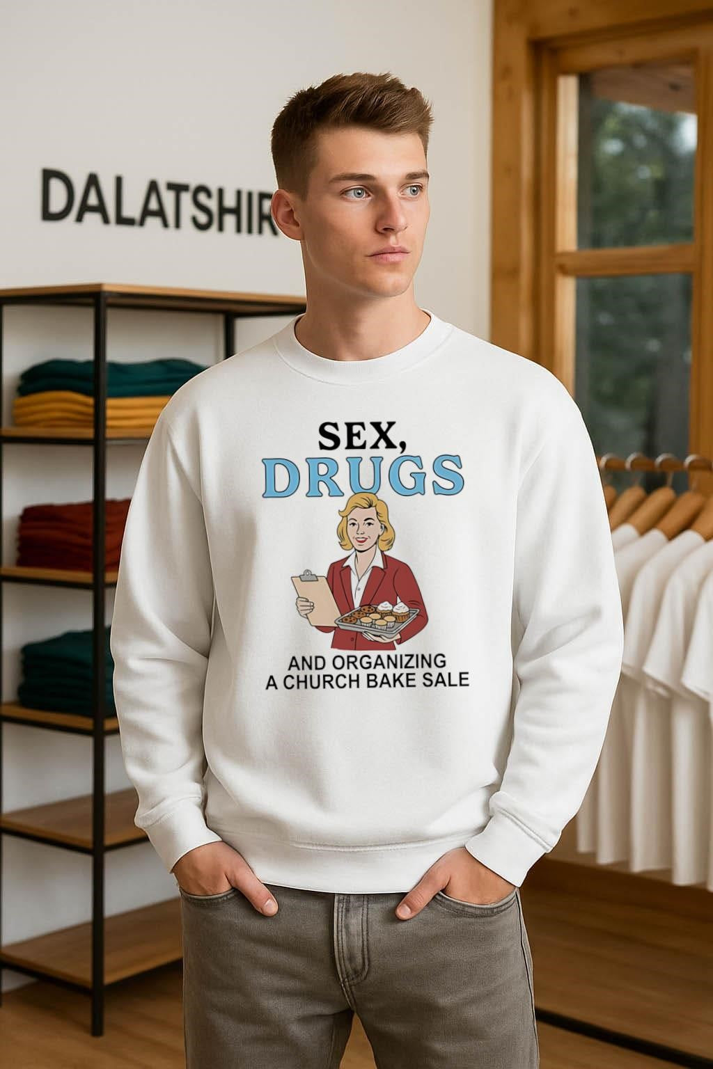 Sex Drugs And Organizing A Church Bake Sale Retro Woman shirt