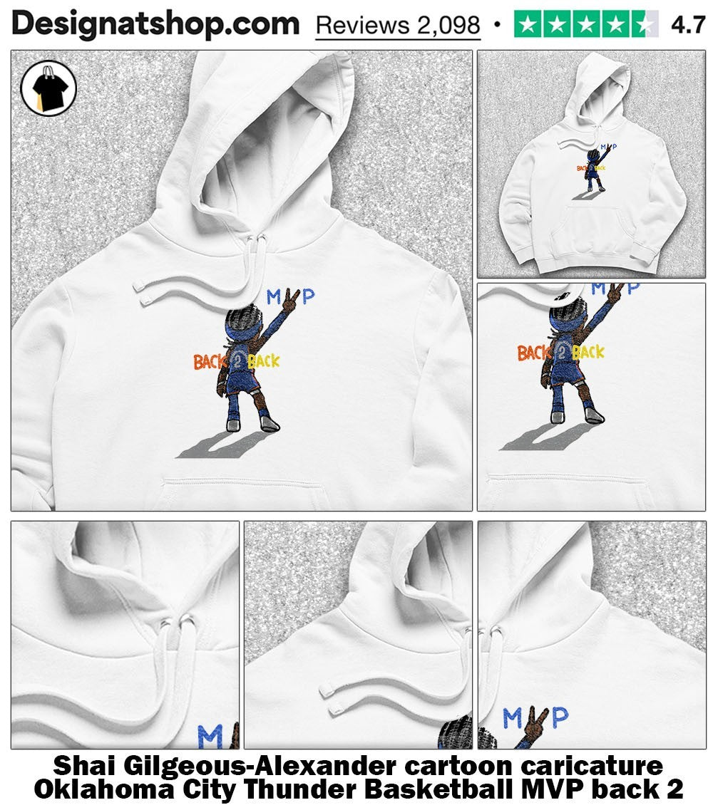 Shai Gilgeous-Alexander cartoon caricature Oklahoma City Thunder Basketball MVP back 2 back shirt