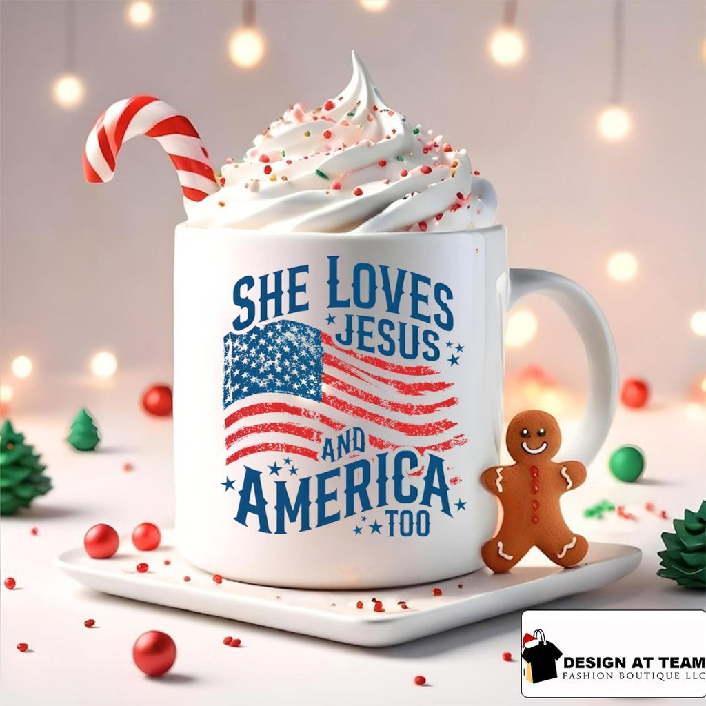 She loves Jesus and America too USA flag shirt