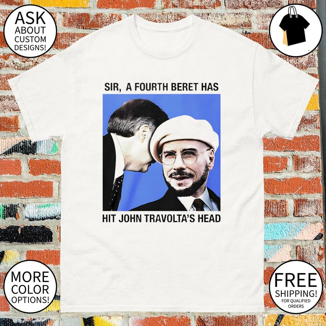 Sir a fourth beret has hit john travolta’s head vintage shirt