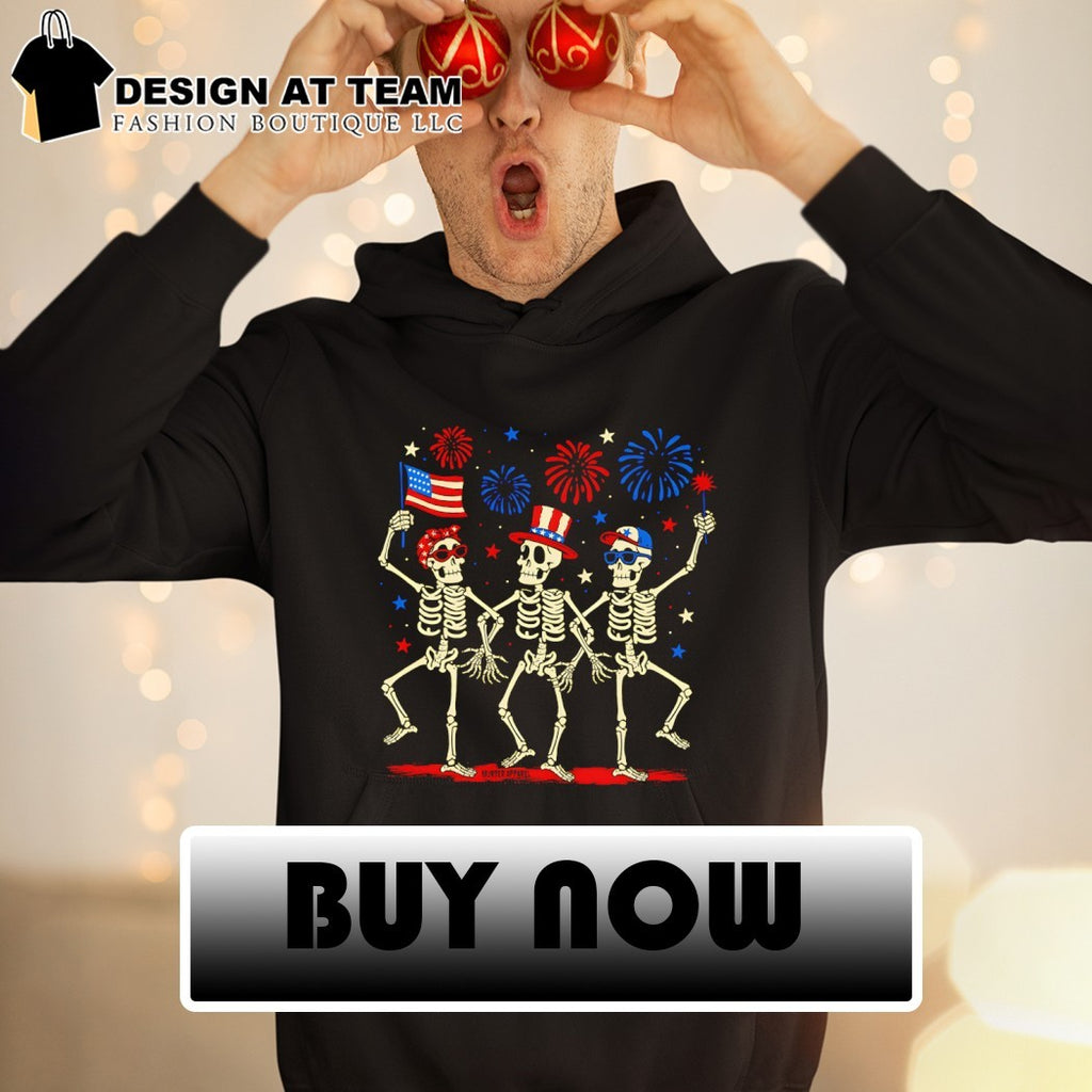 Skeleton dancing Fuck Trump FDT American flag firework 4th of July 2026 shirt