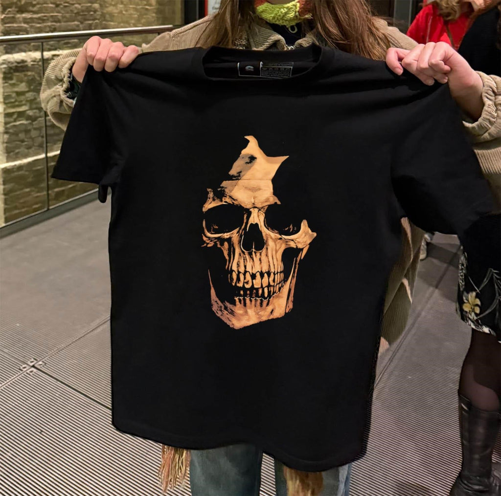 Skull with nasal cavity and teeth detailed graphic shirt