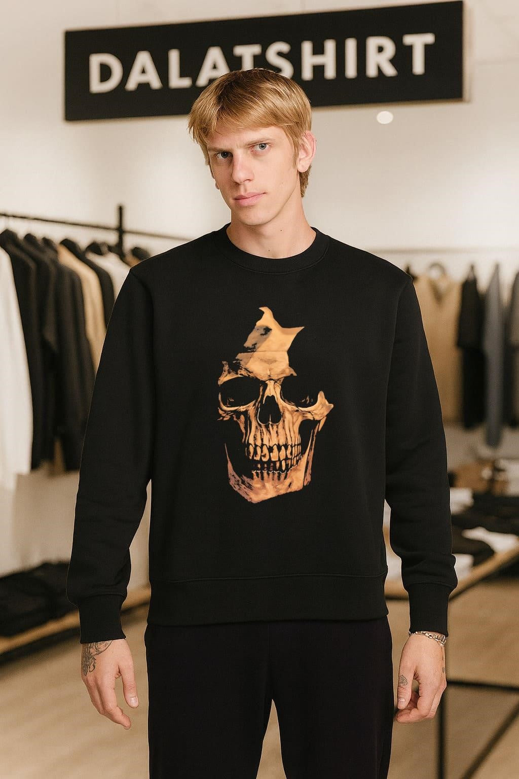 Skull with nasal cavity and teeth detailed graphic shirt
