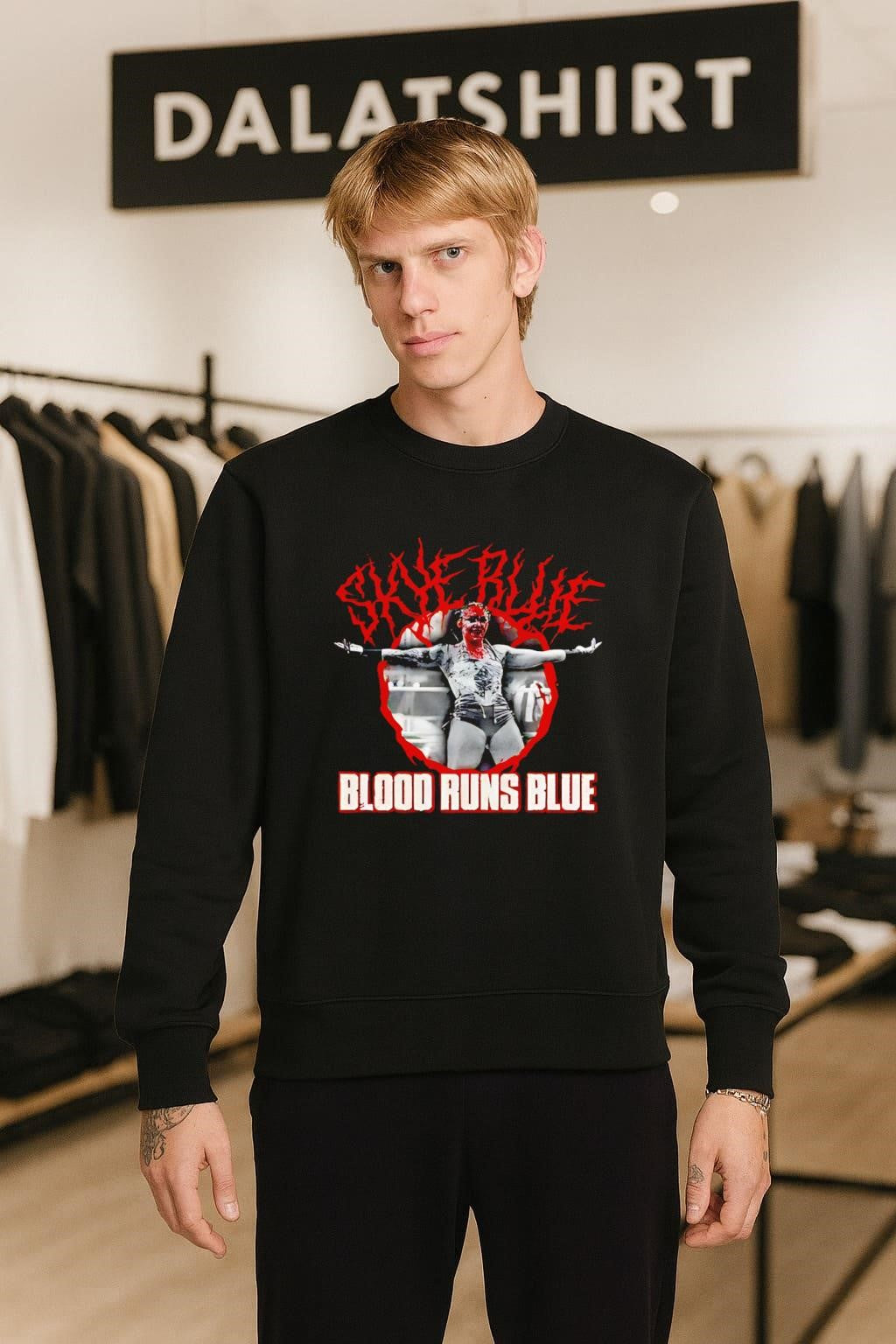 Skye Blue Blood Runs Blue Death Metal Wrestling shirt
