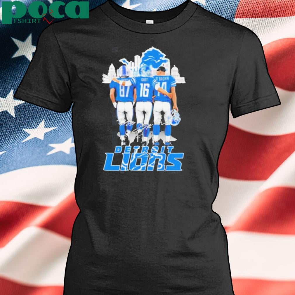 Skyline Detroit Lions Sam LaPorta Jared Goff and Amon Ra St. Brown Signatures shirt