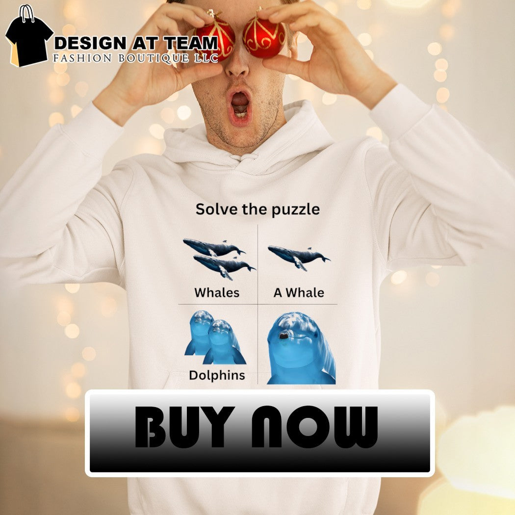 Solve the puzzle Whales a Whale Dolphins shirt