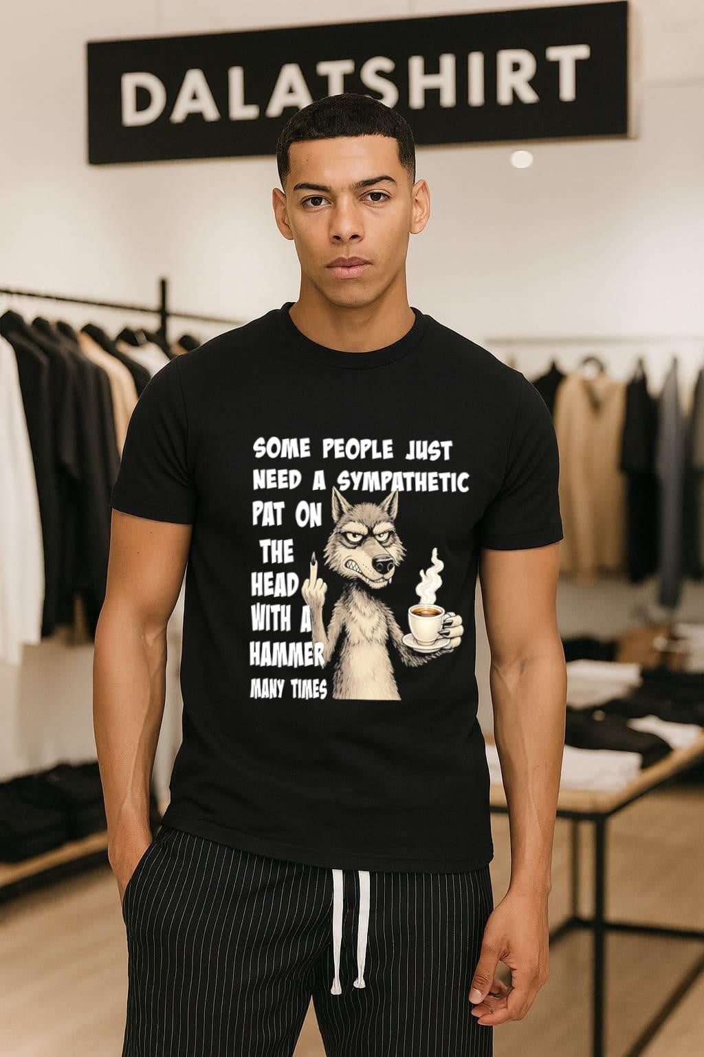 Some people just need a sympathetic pat on the head with a hammer many times Wolf Coffee shirt