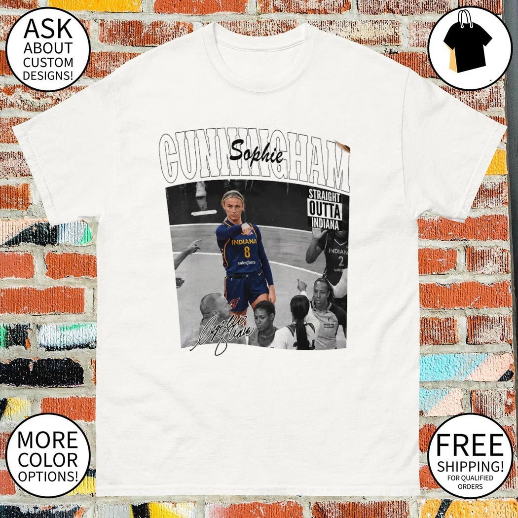 Sophie Cunningham WNBA signature point God straight outta Indiana shirt