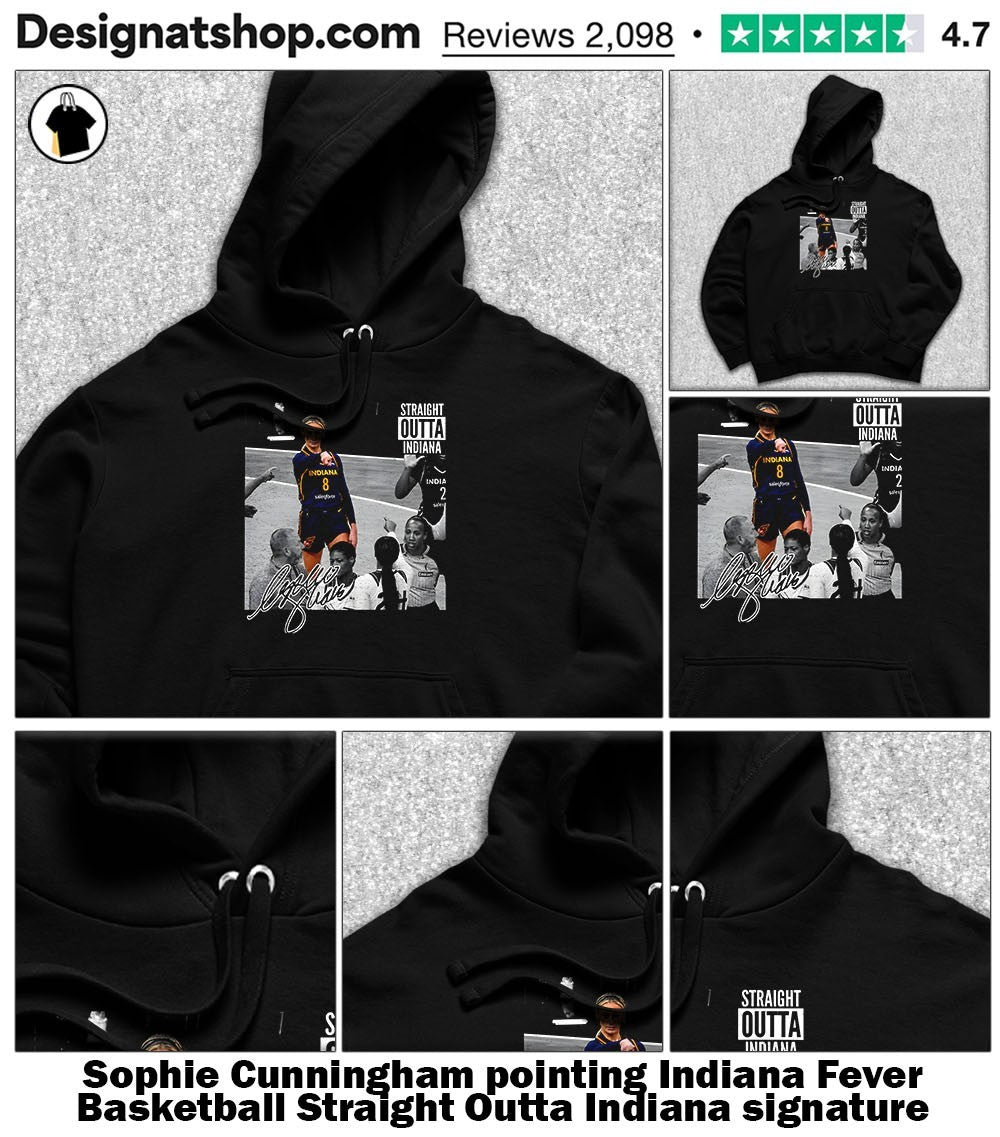 Sophie Cunningham pointing Indiana Fever Basketball Straight Outta Indiana signature shirt