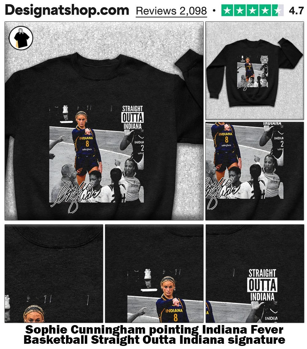 Sophie Cunningham pointing Indiana Fever Basketball Straight Outta Indiana signature shirt