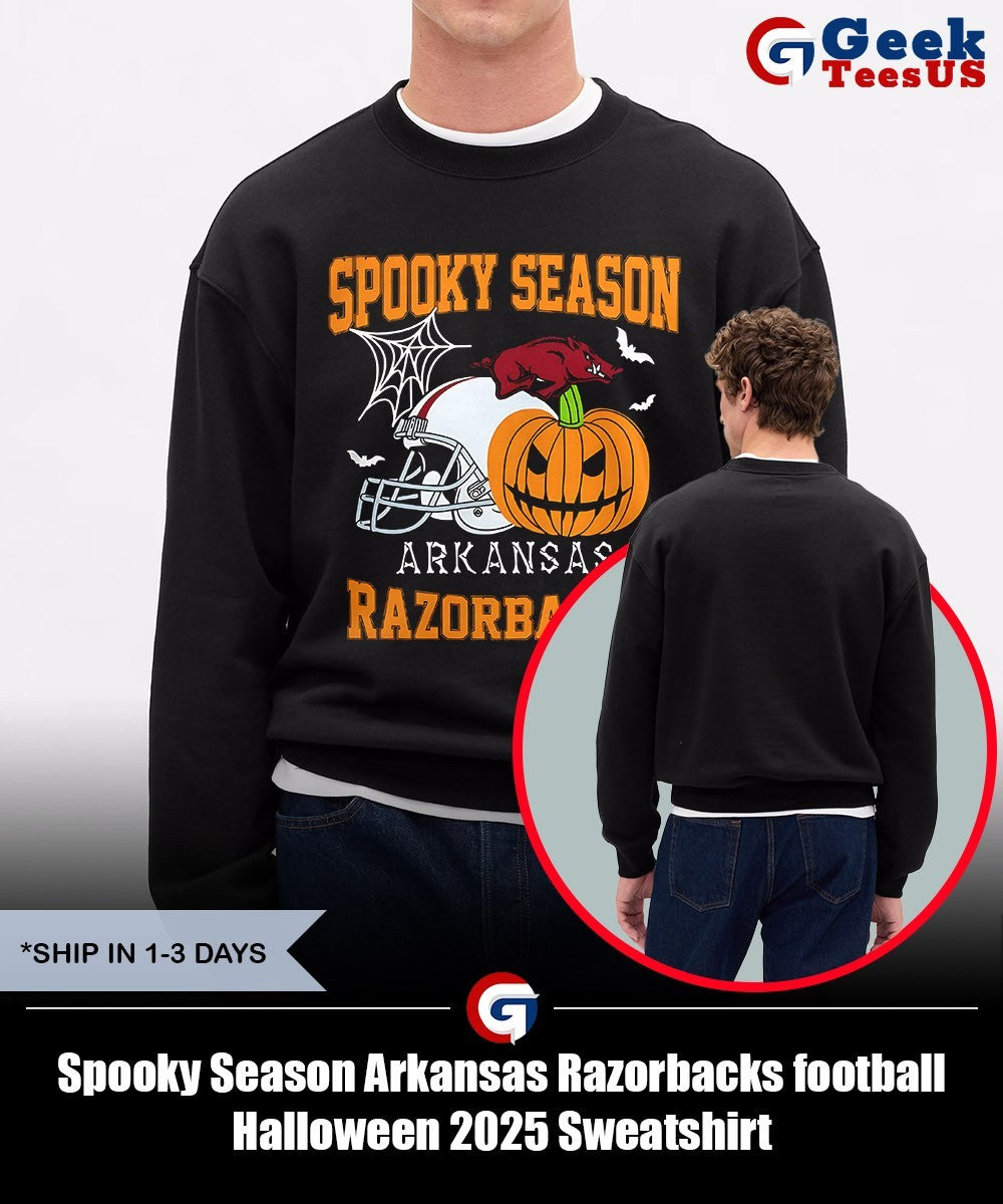 Spooky Season Arkansas Razorbacks football Halloween 2025 shirt