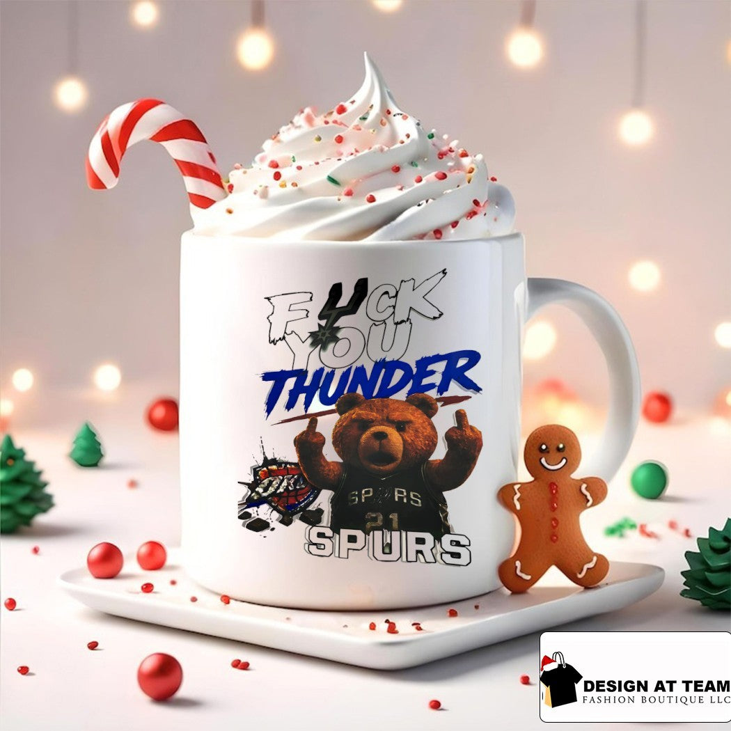 Spurs Ted bear fuck you Thunder OKC vs Spurs NBA Finals Game white shirt