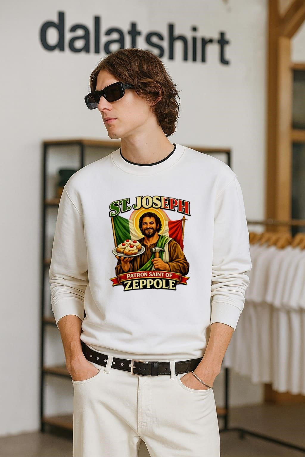 St Joseph Patron Saint Of Zeppole Italian Flag Carpenter shirt