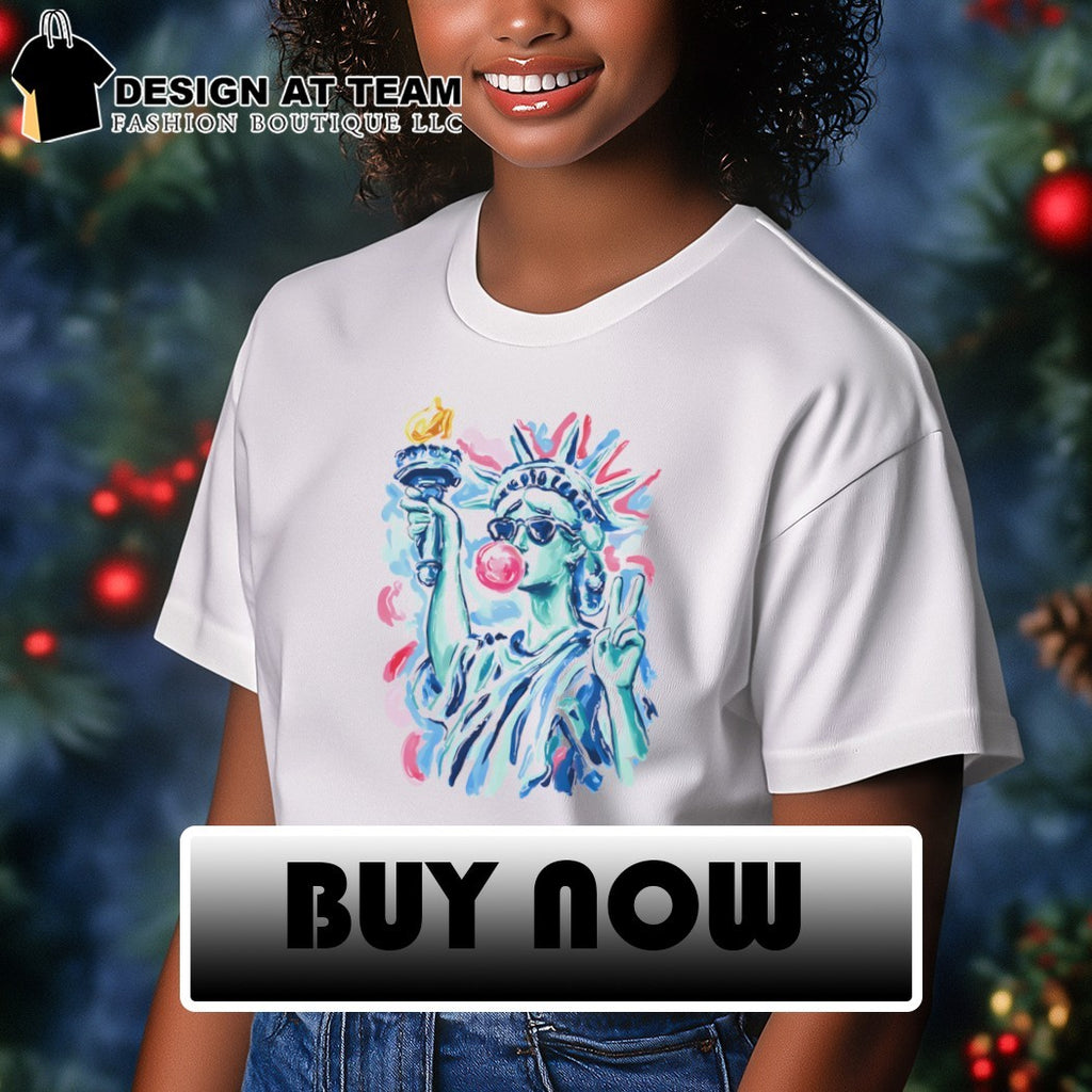 Statue of Liberty Blowing Bubble Gum 4th of July 250th Anniversary shirt