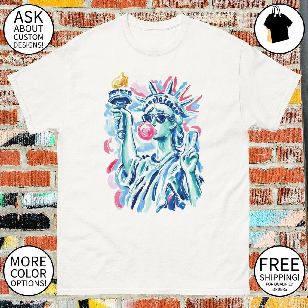Statue of Liberty Blowing Bubble Gum 4th of July 250th Anniversary shirt