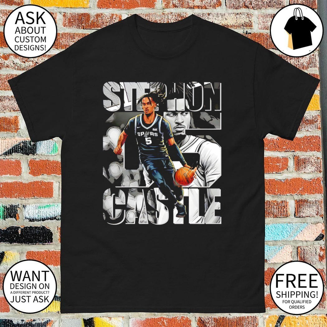 Stephon Castle #5 San Antonio Spurs Basketball Player NBA 2026 shirt