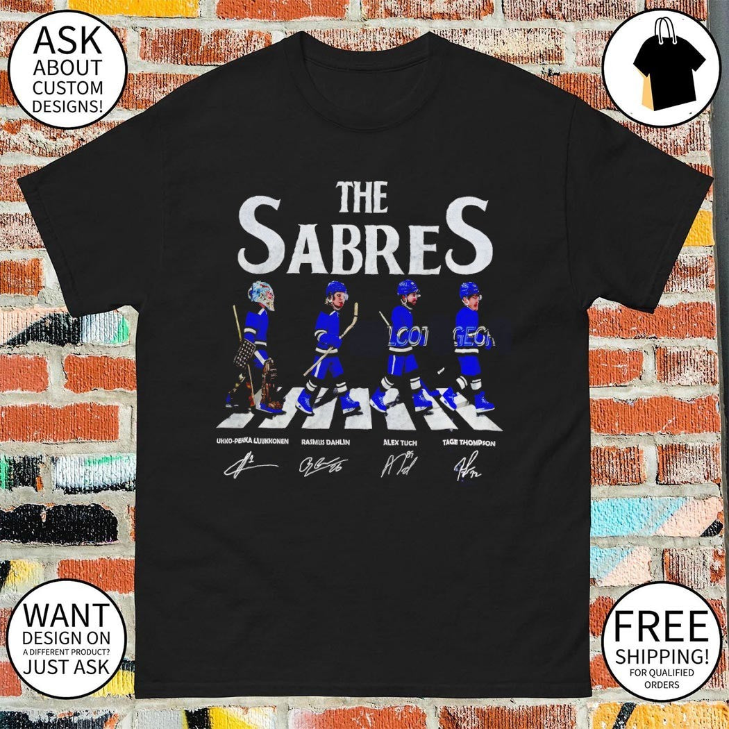 Tage Thompson Rasmus Dahlin Alex Tuch Ukko-Pekka Luukkonen Buffalo Sabres Hockey Abbey Road signatures shirt