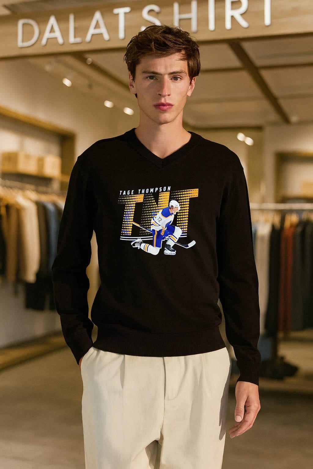 Tage Thompson TNT Buffalo Sabres hockey player action shirt