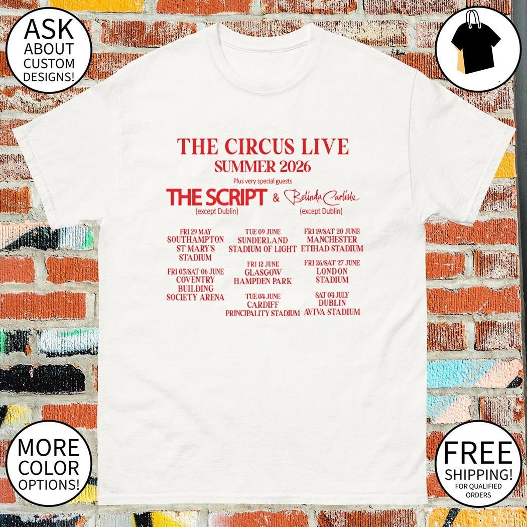 Take That The Circus Live Summer 2026 The Script and Belinda Carlisle shirt