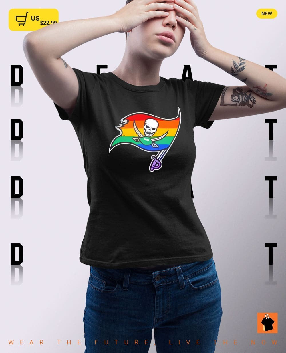 Tampa Bay Buccaneers flag logo pride rainbow sport apparel pirate skull shirt