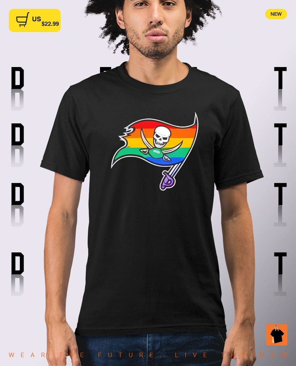 Tampa Bay Buccaneers flag logo pride rainbow sport apparel pirate skull shirt