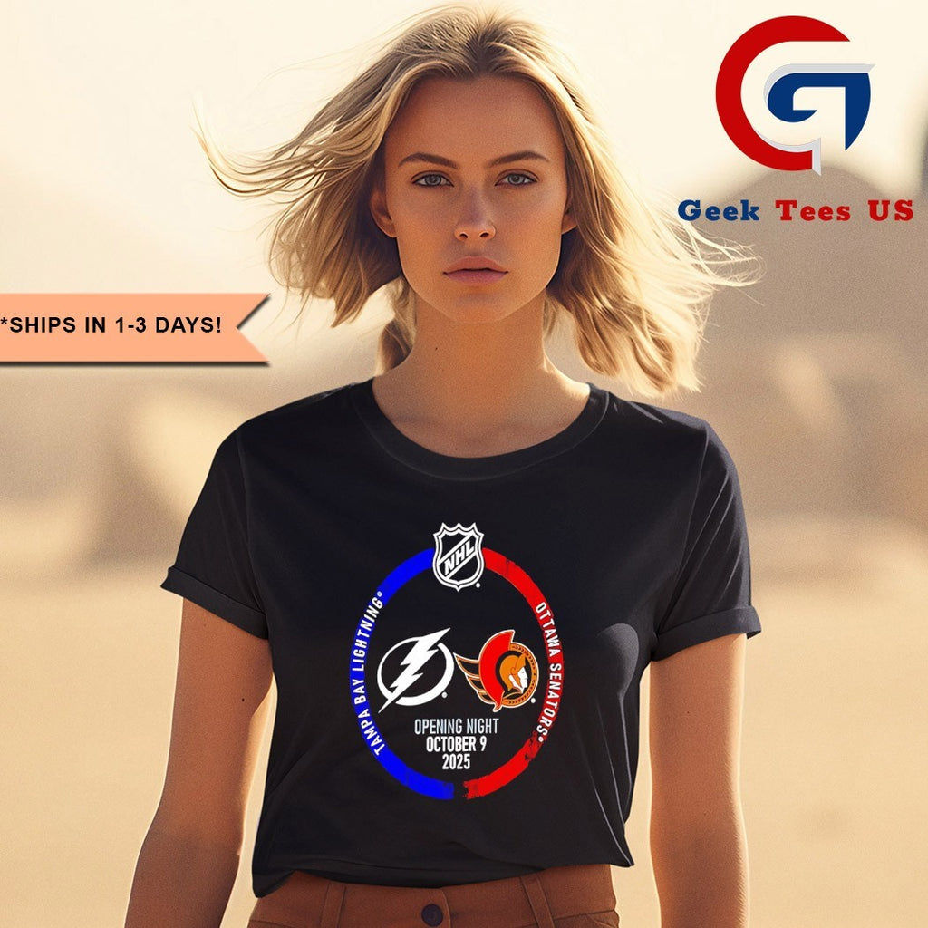 Tampa Bay Lightning vs Ottawa Senators hockey 2025 NHL Opening Night shirt