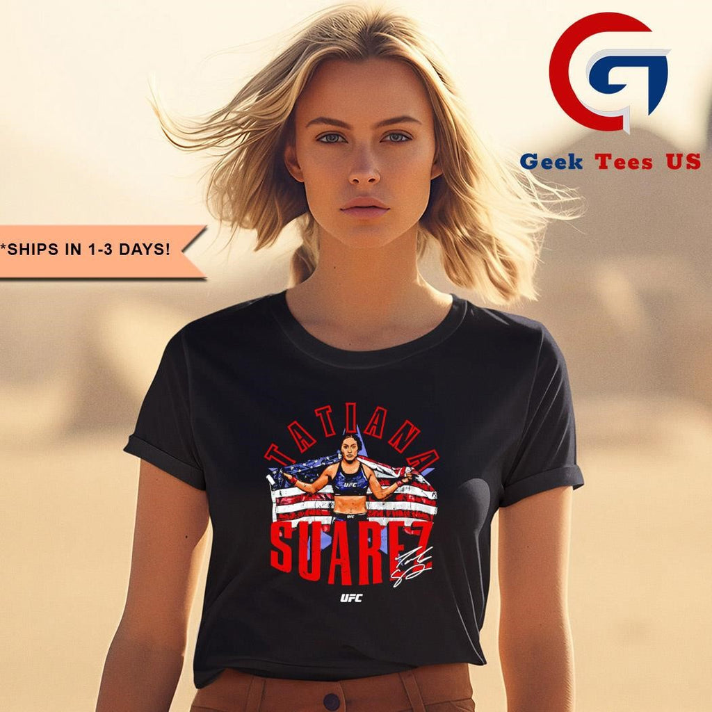 Tatiana Suarez American flag signature shirt