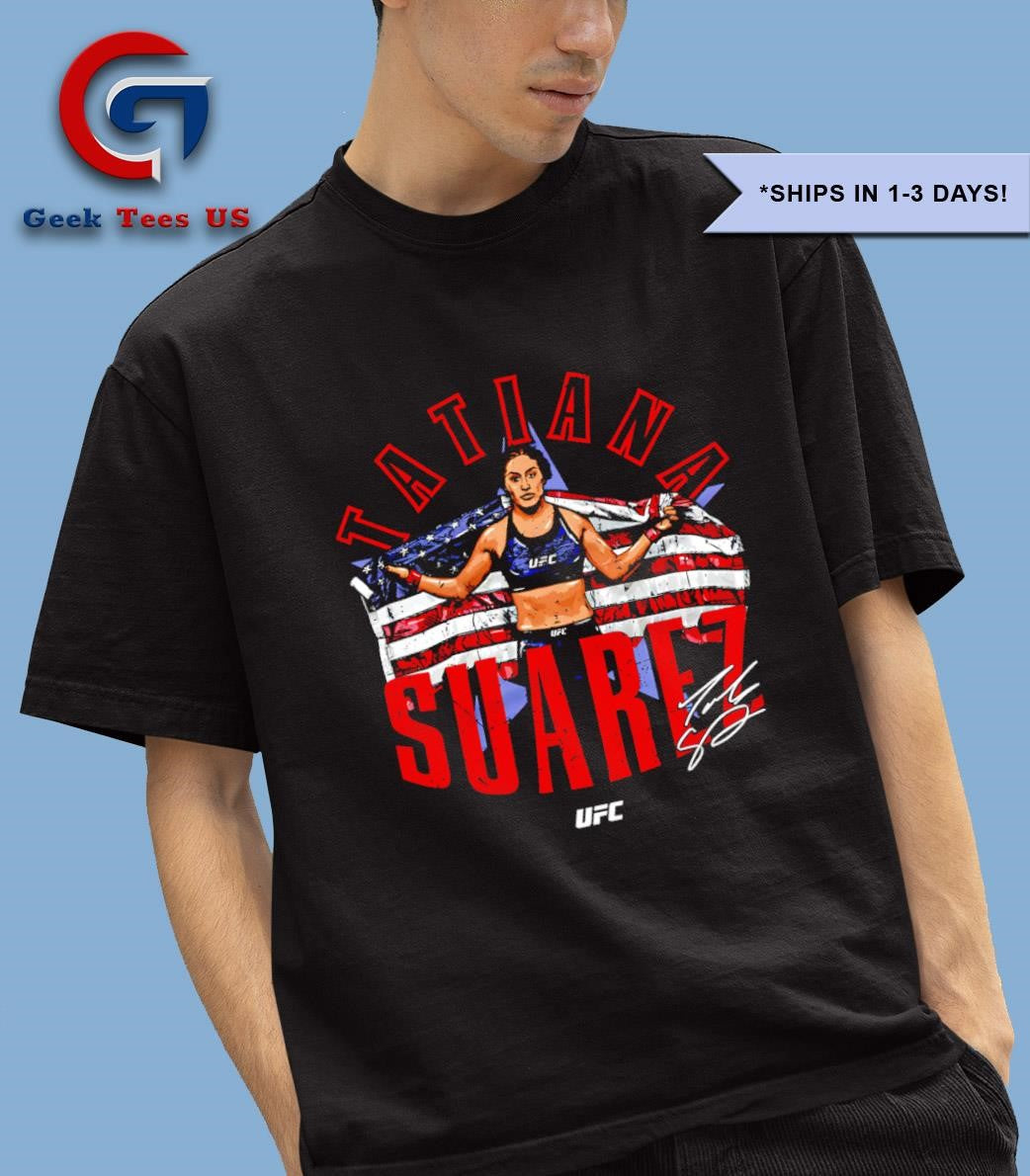 Tatiana Suarez American flag signature shirt