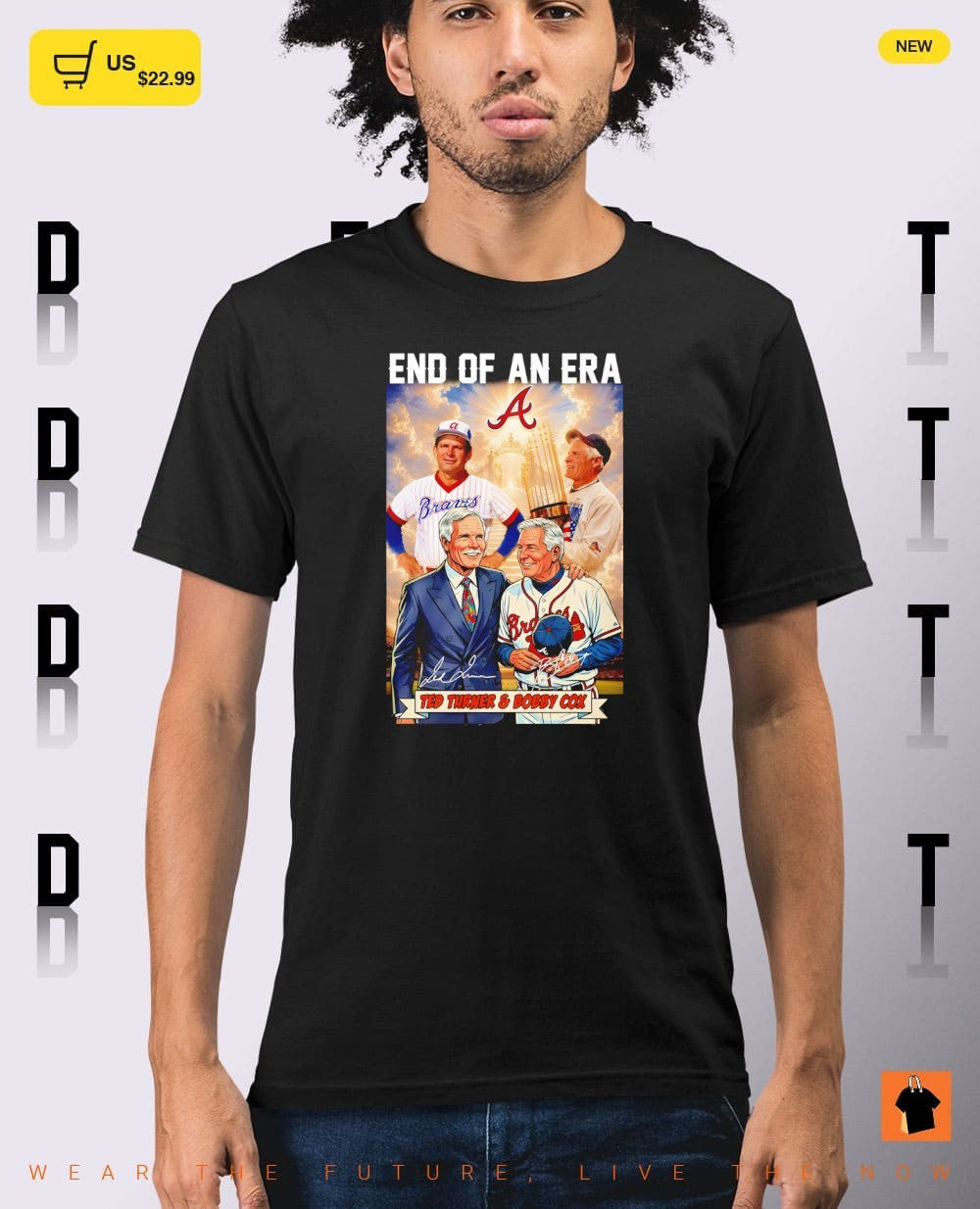 Ted Turner and Bobby Cox Atlanta Braves Baseball End of an Era signatures shirt